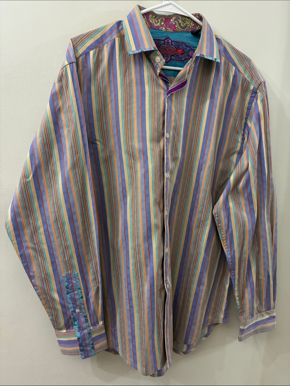 Robert Graham - Men's Multicolor Striped Button-Up Shirt - large - cotton